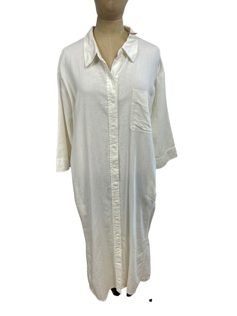 Universal Thread Ivory Linen Blend Button-Down Long Shirt Maxi Dress L NWT